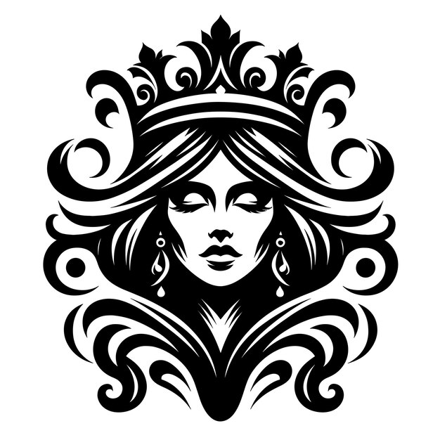 Vector graceful glow monochrome beauty face logo