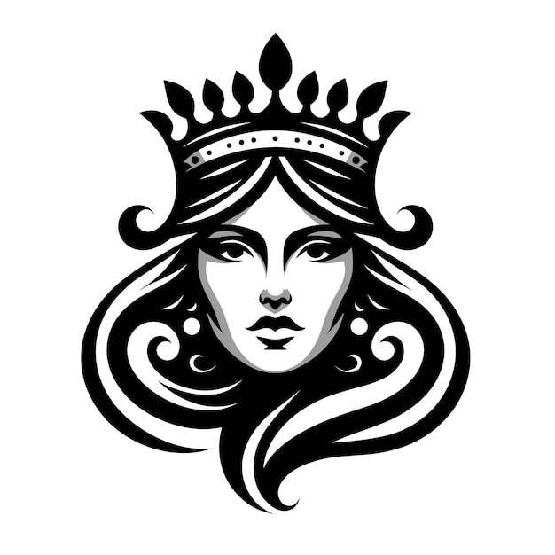 Vettore logo del viso di bellezza monocromatico dal bagliore grazioso