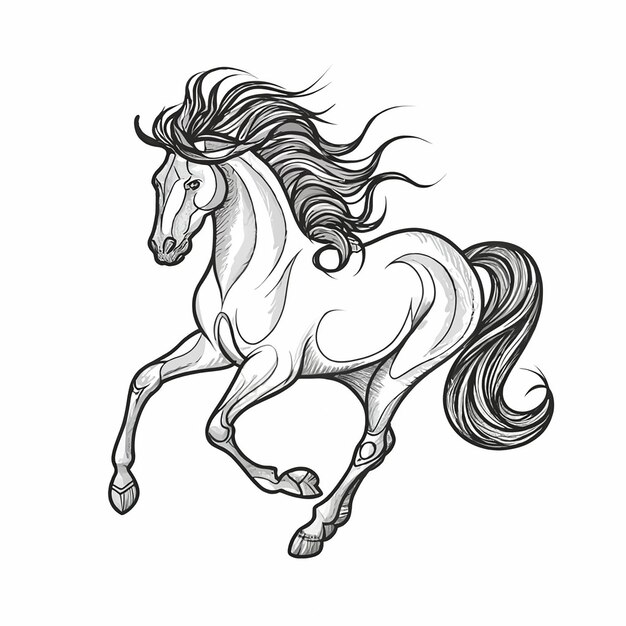 Vector graceful horse illustration in monochrome elegant monochrome illustration of a horse with a detail