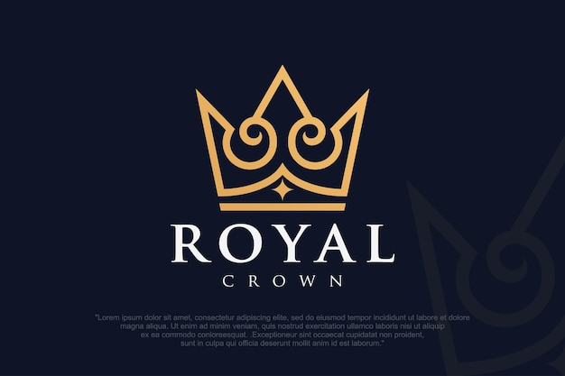 Graceful linear crown logo design vector Creative royal king queen symbol