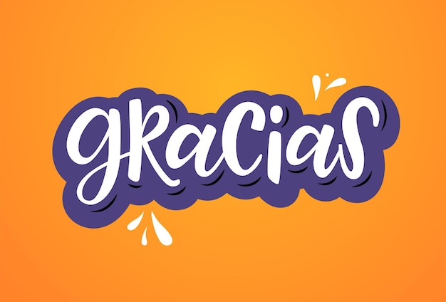 Gracias calligraphy spanish text Lettering postcard design in script style Vector isolated