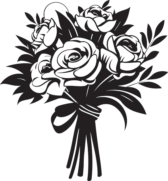 Gracieuze Posy Essence Bruid Vector Icon Wedded Floral Charm Monochrome Box Logo