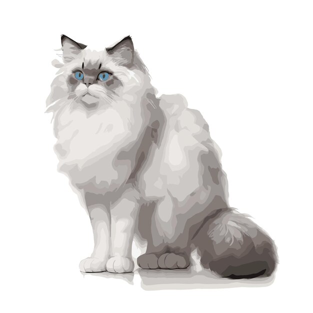 Gracieuze ragdoll vector illustratie bewerkbare kat illustratie vector kunst