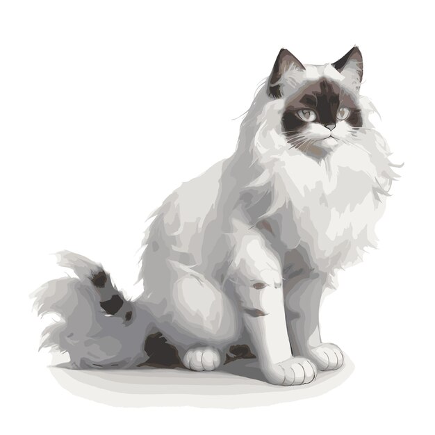 Gracieuze Ragdoll Vector Illustratie Bewerkbare Kat Illustratie Vector Kunst