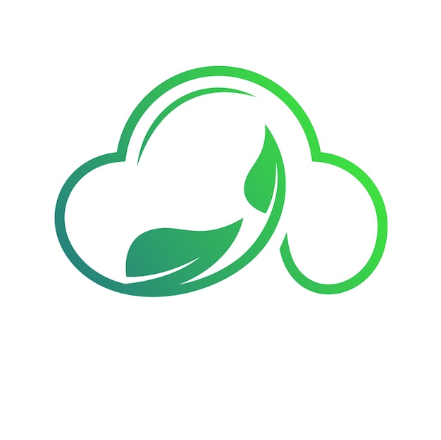 Gradation vector simple cloud and leaf logo