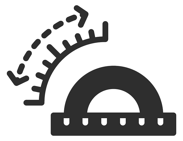 Gradenboog maatregel hoek gereedschap Geometrische zwarte pictogram geïsoleerd op witte achtergrond