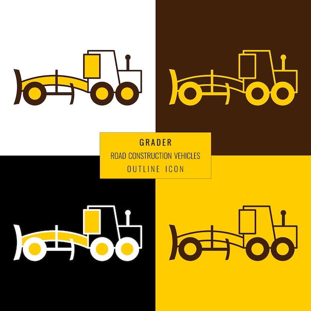 Grader outline  icon in four color options