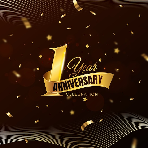 Vector gradient 1 year anniversary or birthday card