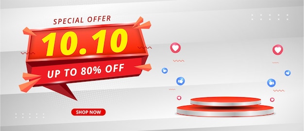 Gradient 10.10 sale banner template design.