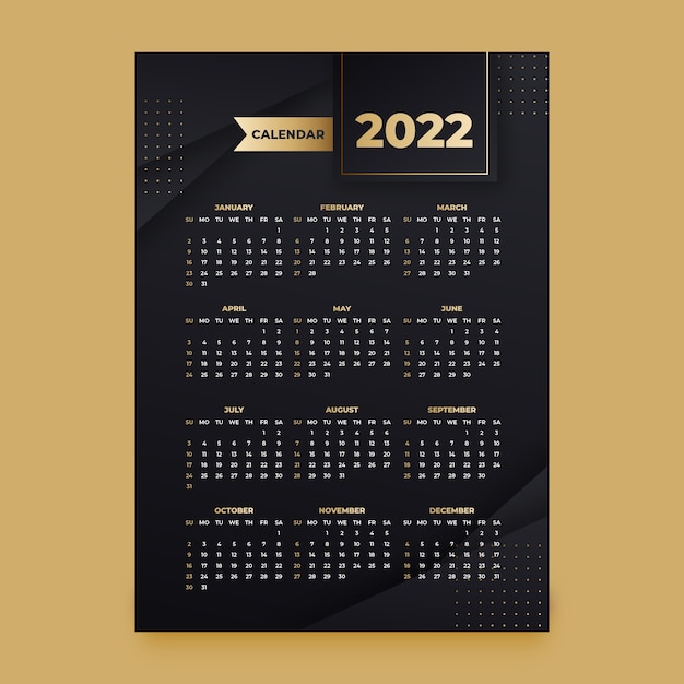 Gradient 2022 calendar template