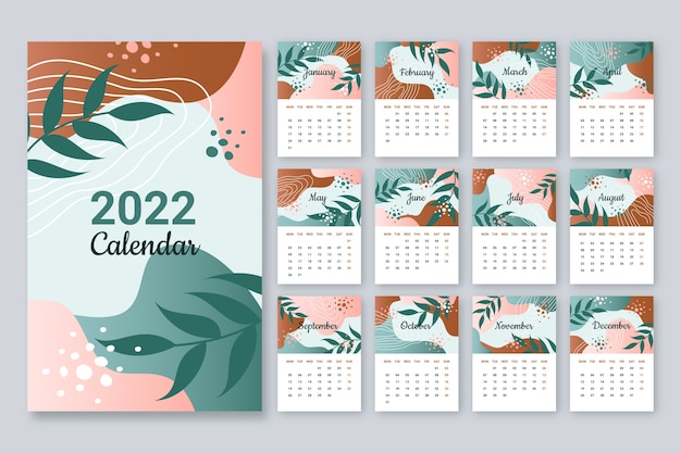 Vector gradient 2022 calendar template