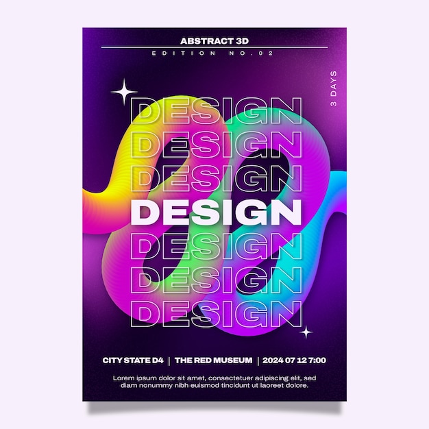 Vector gradient 3d abstract poster design