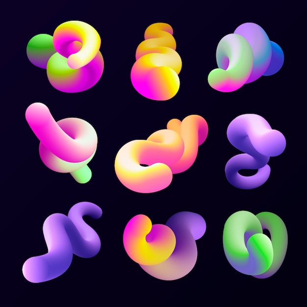 Vector gradient 3d abstract shape illustration