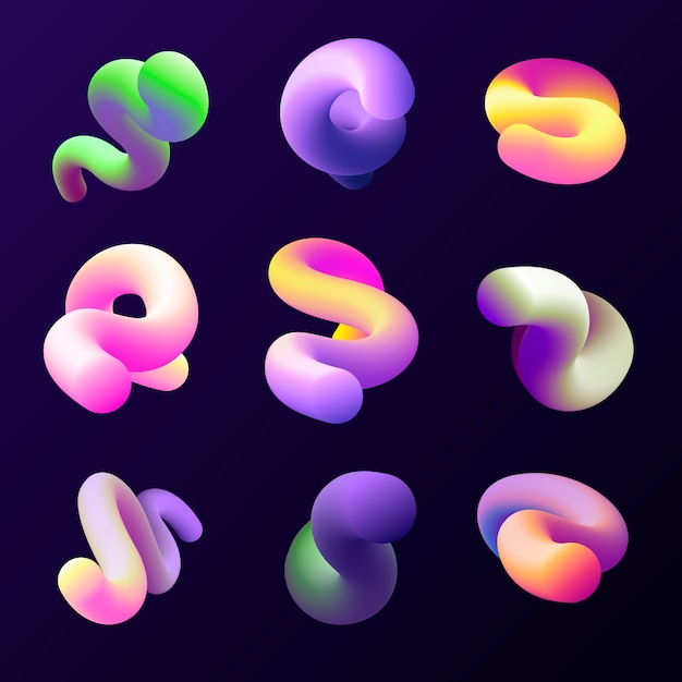 Vector gradient 3d abstract shape illustration