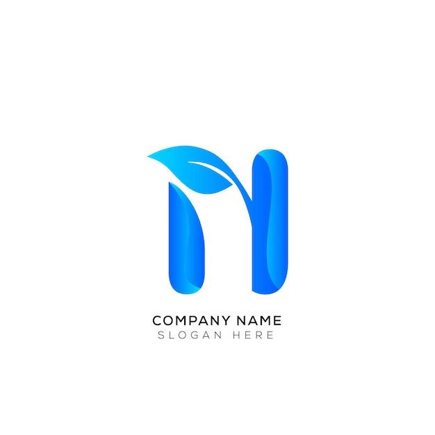 Vector gradient 3d letter n logo design