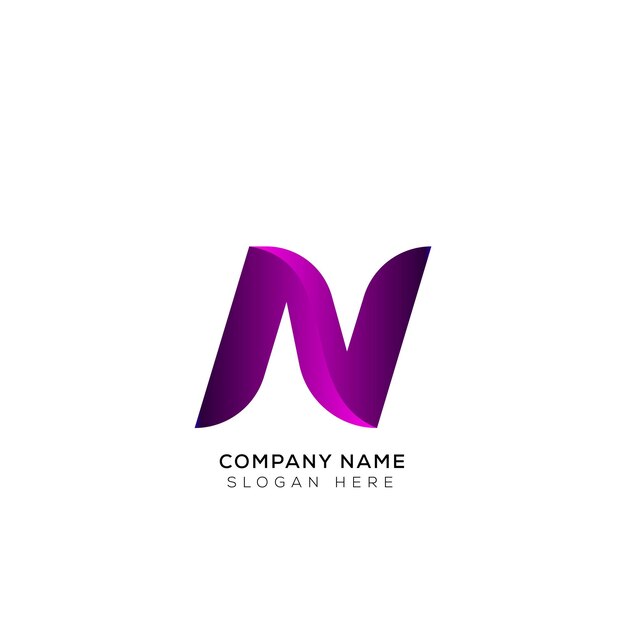 Gradient 3d letter n logo design