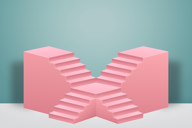 Vector gradient 3d stairs background