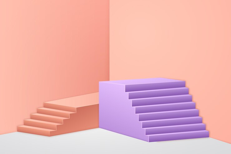 Vector gradient 3d stairs background