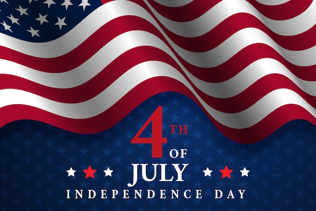 Vector gradient 4th of july background with flag