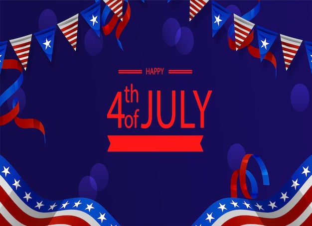 gradient 4th july horizontal banner template with balloons