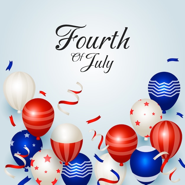 Vector gradient 4th of july illustration with balloons