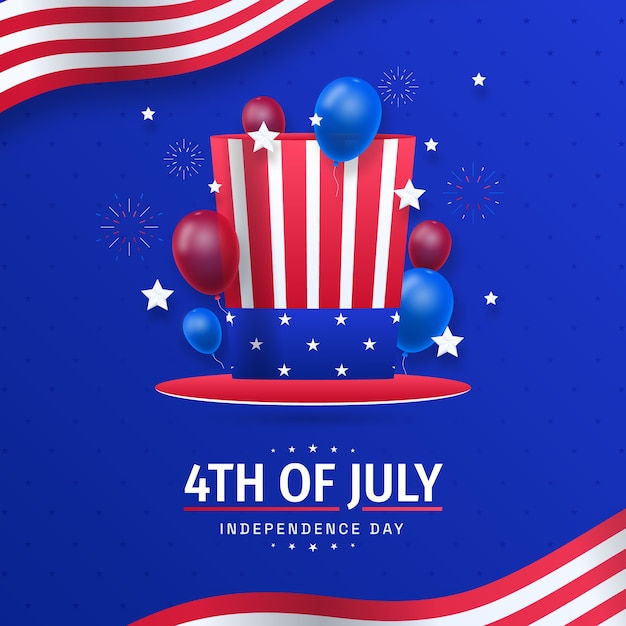 Vector gradient 4th of july illustration with hat