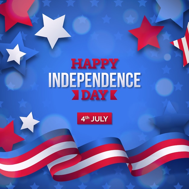 Vector gradient 4th of july illustration with star shapes