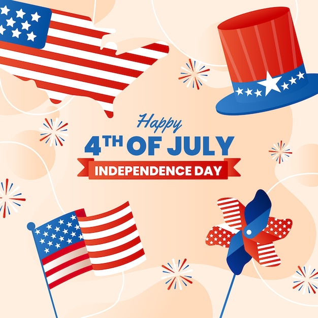 Vector gradient 4th of july illustration