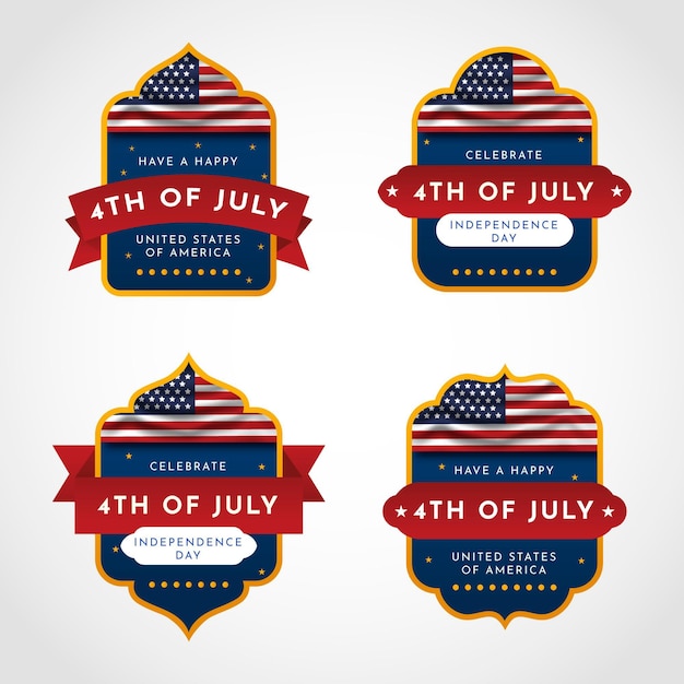 Vector gradient 4th of july - independence day badge collection