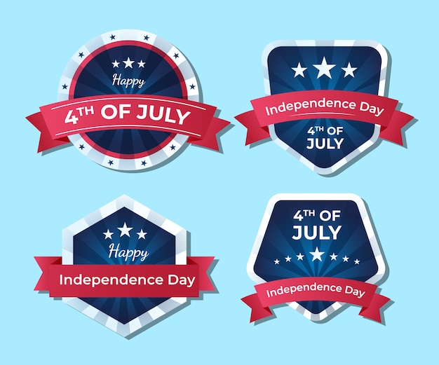 Vector gradient 4th of july labels collection