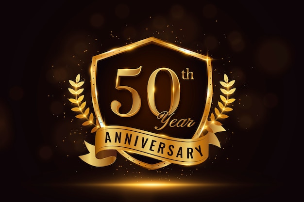 Vector gradient 50th anniversary or birthday card