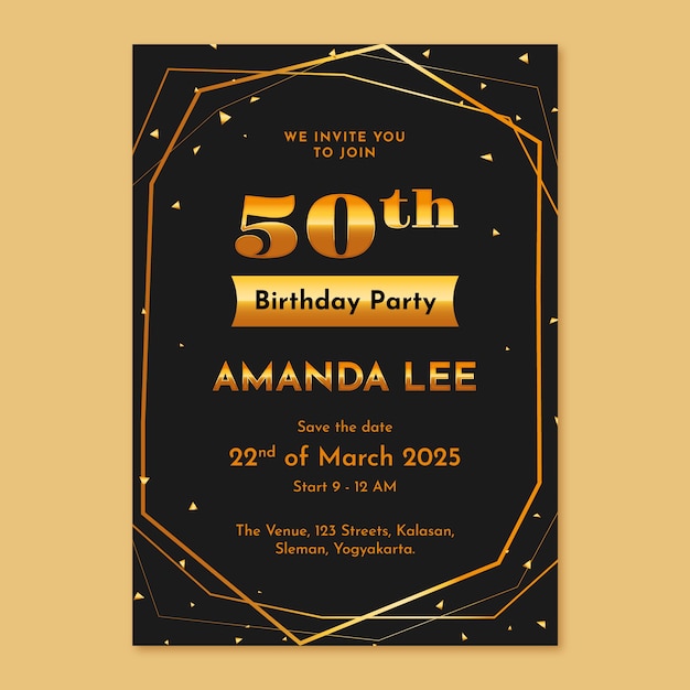 Vector gradient 50th birthday invitation template