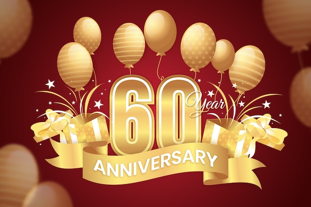 Vector gradient 60th anniversary or birthday design