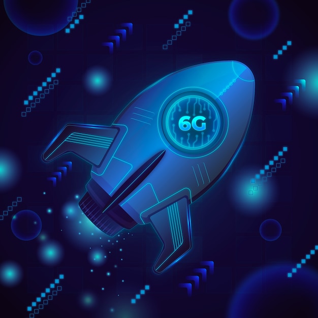 Vector gradient 6g technology illustration