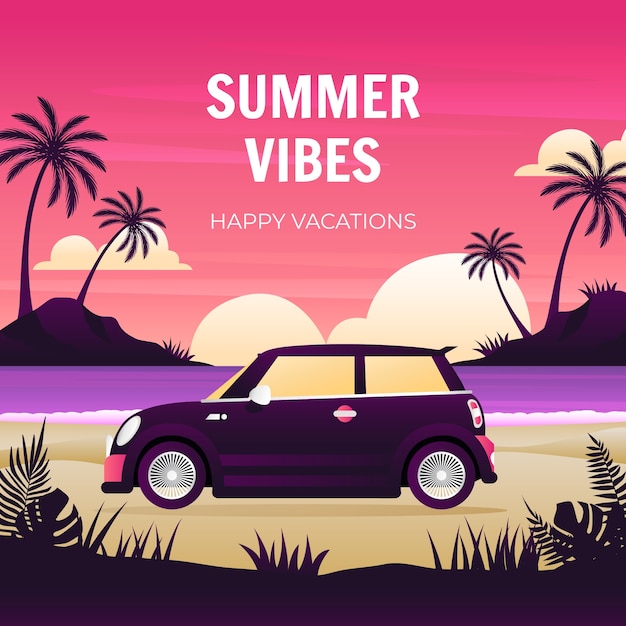 Vector gradient 80's illustration for summertime