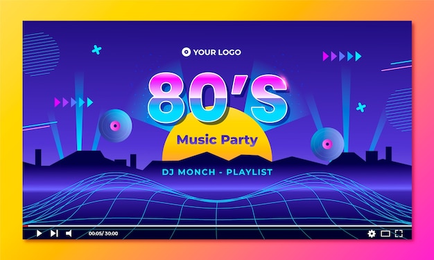 Vector gradient 80s feestviering youtube-thumbnail