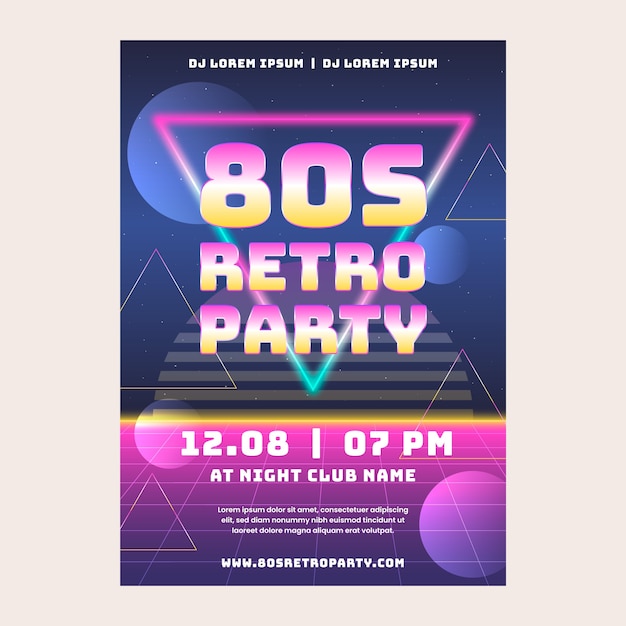 Vector gradient 80s party poster template