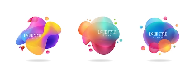 Gradient abstract banners with flowing liquid shapes