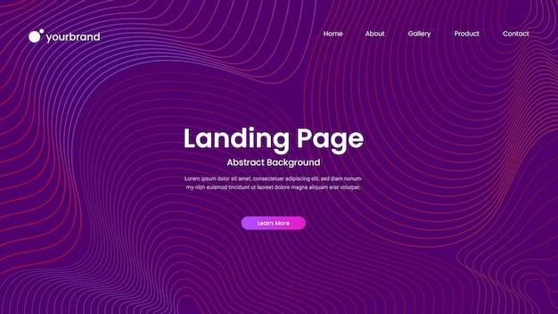 Gradient abstract fluid landing page design premium vector