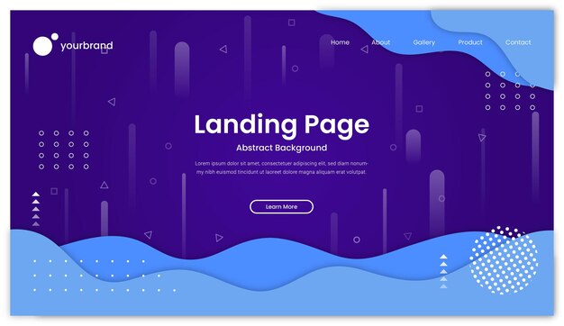 Gradient abstract fluid landing page design premium vector