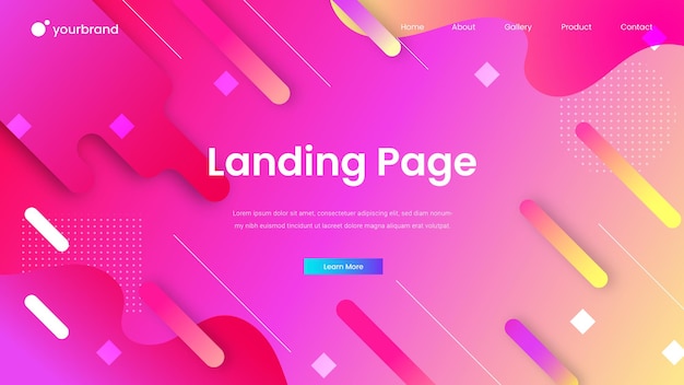 グラデーション抽象流体ランディングページデザインプレミアムベクトル