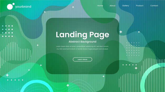 Vector gradient abstract fluid landing page design premium vector