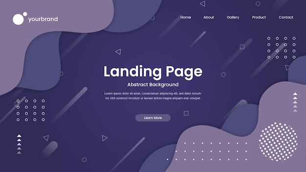 Gradient abstract fluid landing page design premium vector