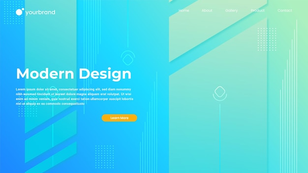 Gradient abstract fluid landing page design premium vector