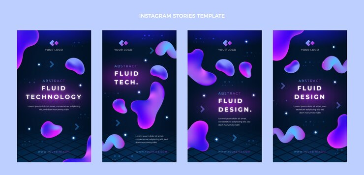Vector gradient abstract fluid technology instagram stories