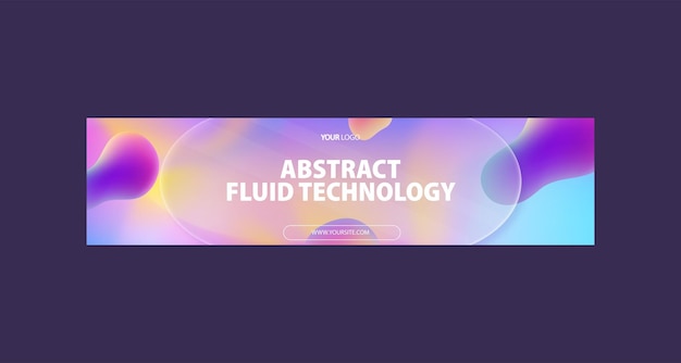 Vector gradient abstract fluid technology linkedin banner