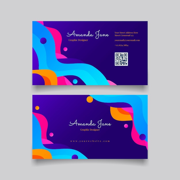 Vector gradient abstract horizontal double-sided business card template