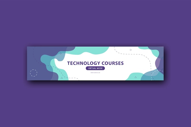 Gradient abstract purple fluid technology linkedin banner Free Vector