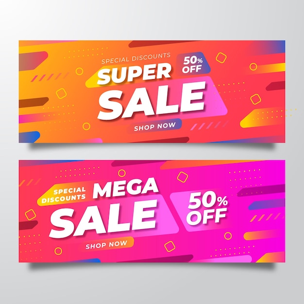 Vector gradient abstract sale banners set