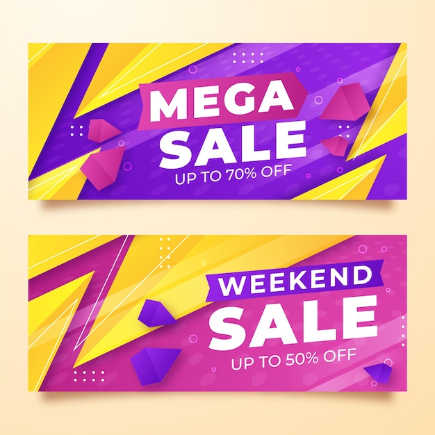 Gradient abstract sale banners set